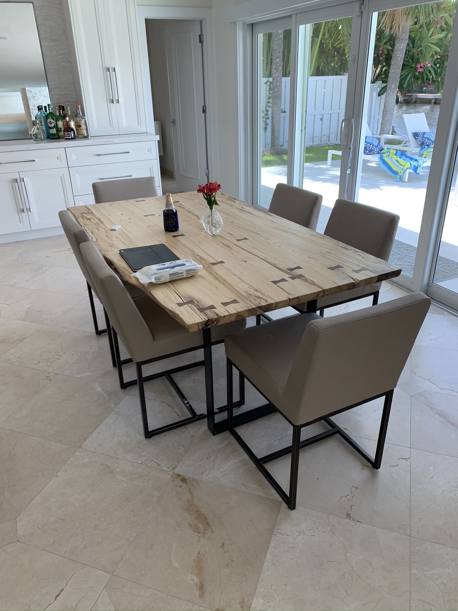 Dining Table and Leather Chairs