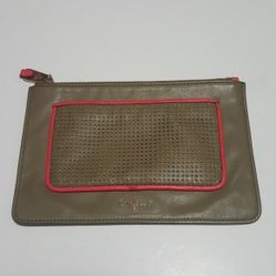 Cole Haan Tan & Pink Leather Wristlet- Size 9"X6"