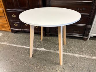 White Modern Bistro Table w/ Blonde Legs