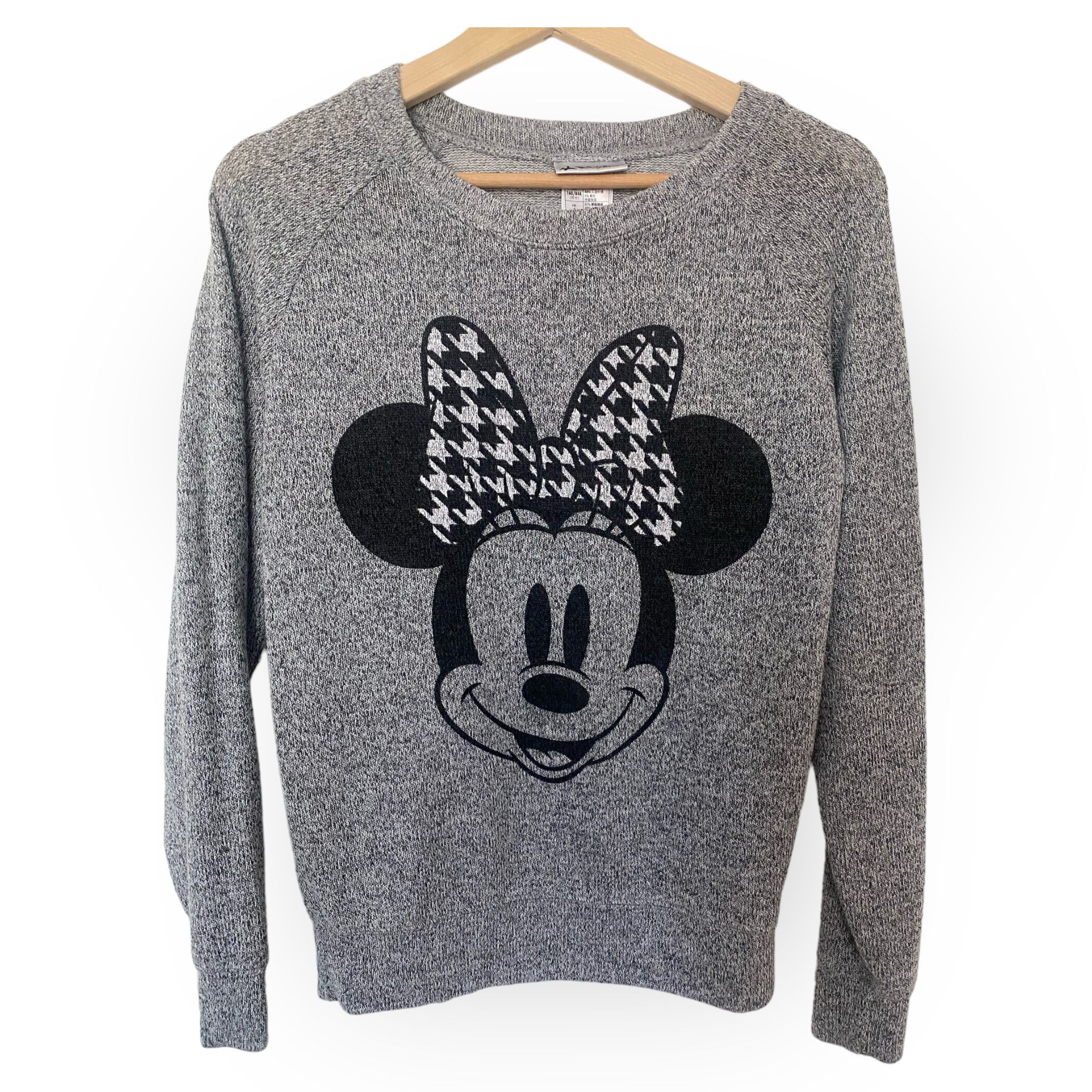 Disney Parks Sweater Womens XS Gray Minnie Mouse Sweatshirt Long Sleeve Comfy
