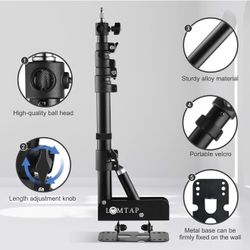  Light Wall Mount Adjustable 45.7" Boom Arm Stand for Photography Lighting Studio, Camera Triangle Wall Mount, Sturdy Alloy Support for Salon, Tatto L