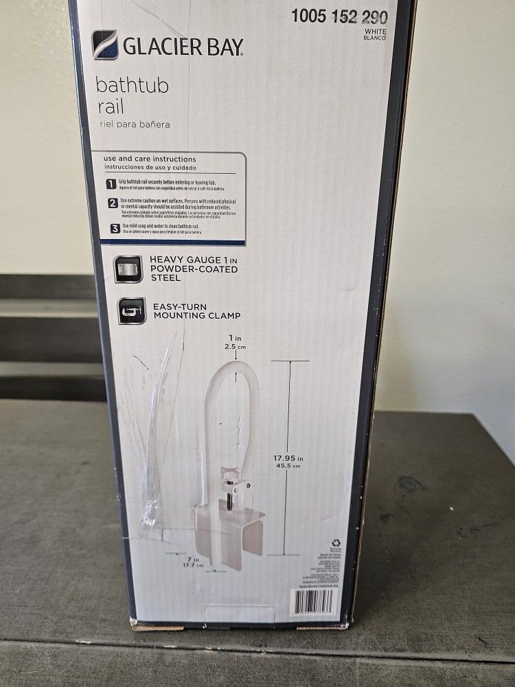 Glacier Bay 14 in. Bathtub Rail Safety Grab Bar in White 1005 152 290