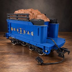 Vintage New Bright GENERAL Battery Power Tender Train Car Wood Load 9”