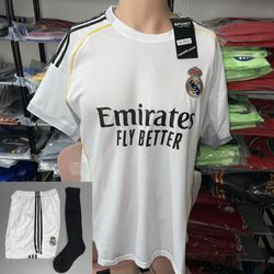 Real Madrid Uniform, Real Madrid Soccer Jersey, Uniformes Completos De El Real Madrid, Camisa De El Real Madrid S M L XL 2X 3X