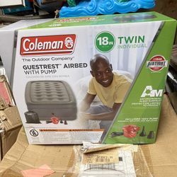 Coleman GuestRest Double High Air Mattress With External Pump Twin Size - Grey (READ DESCRIPTION)
