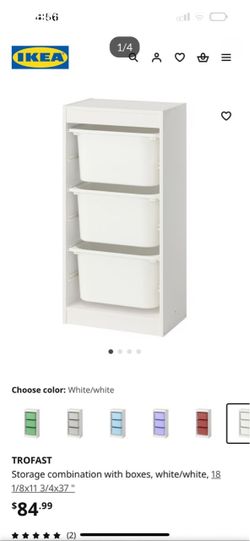 TROFAST Storage combination with boxes, white/white, 18 1/8x11 3/4x37
