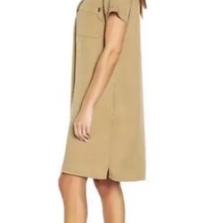 Gap Womens Dress Tencel Short Sleeve Collared Pockets Tan/Beige Size XXL New with Tags 