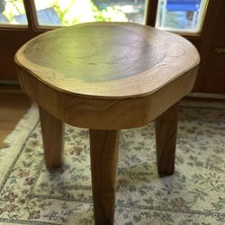 Handmade Solid Wood Accent Stool – Thai Artisan Craft