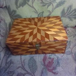 Wooden Box Filled With Swarovski Beads