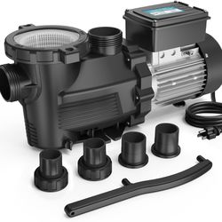 2 HP Dual Speed Pool Pump, 5200GPH, 115V, 2 Interfaces, Powerful In/Above Ground Self Primming Swimming Pool Pumps with Filter Basket