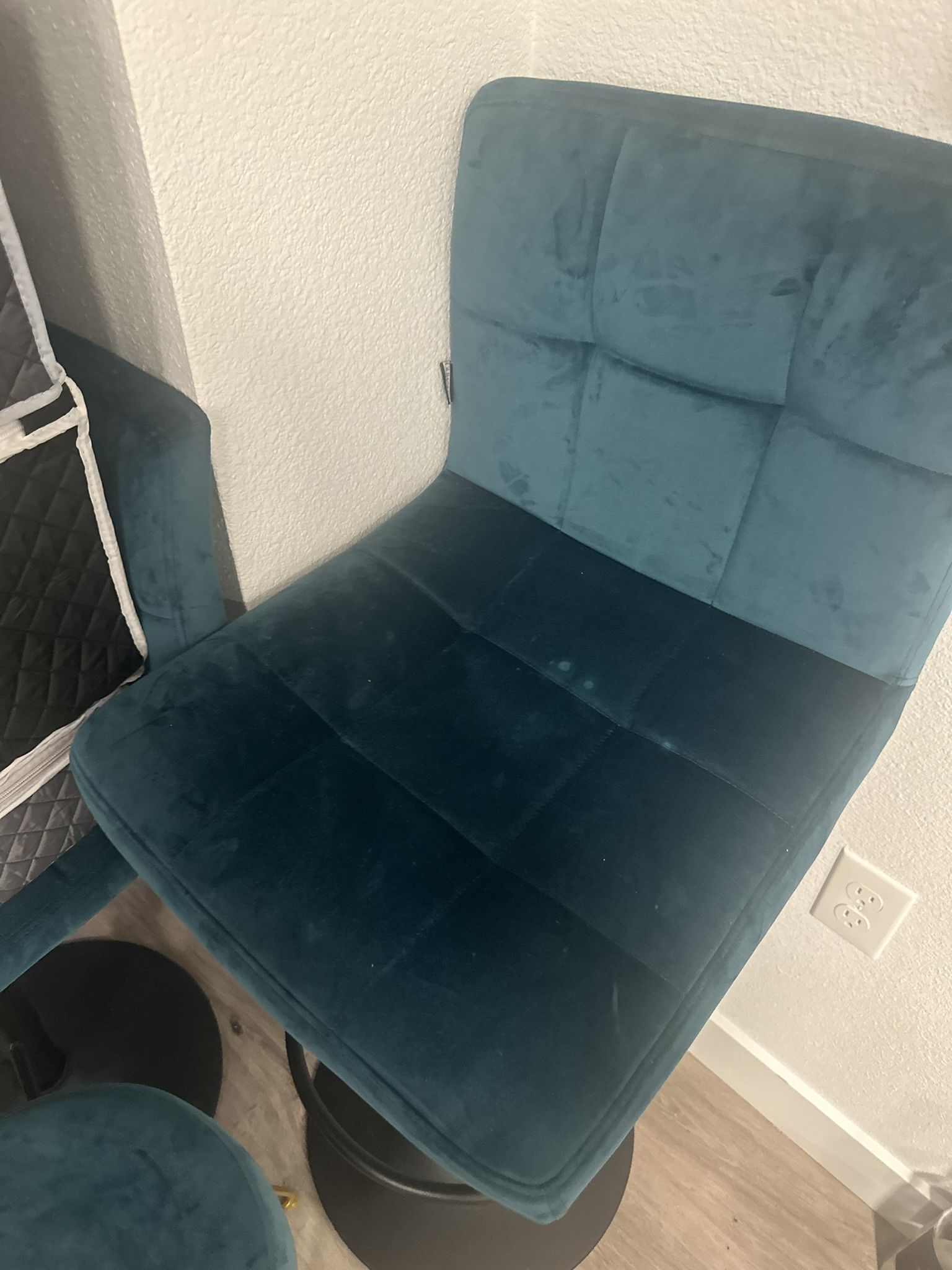 Teal Velvet Bar Chairs & Black Cocktail Tables