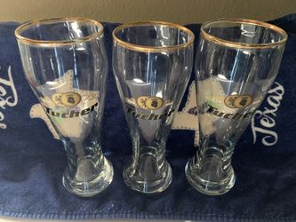 2 Tucher German Beer Glasses With Gold Rims