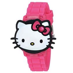 Sanrio Hello Kitty Face Flip Digital Girls  Wristwatch Hotpink New in Gift Box 