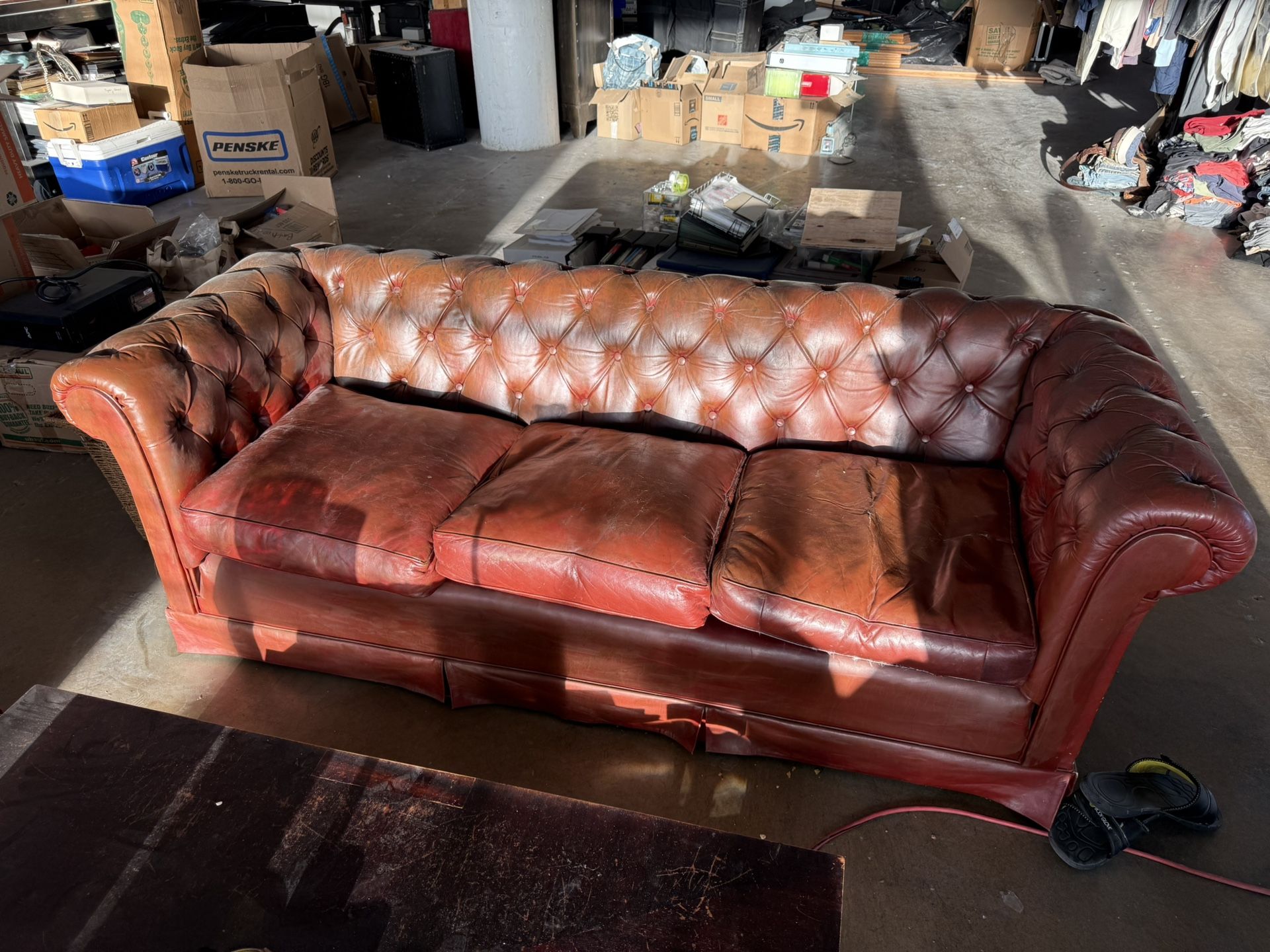 2 Real Leather Chesterfield Couch N Chair