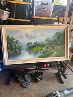 R. Scott Mountain Landscape Oil Painting
