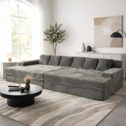 Boneless Cloud sofa Compressed Sofa bed Gray corduroy