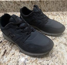 Hogan Men's Black/Gray Low Top Lace-Up Athletic Sneakers Rubber Sole Pre-Owned