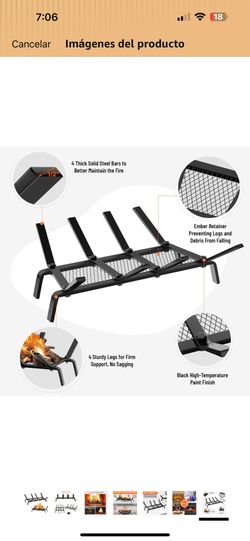 Cyrico Fireplace Grate With Ember Retainer