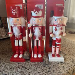 New In Box Peppermint Stripe Nutcrackers