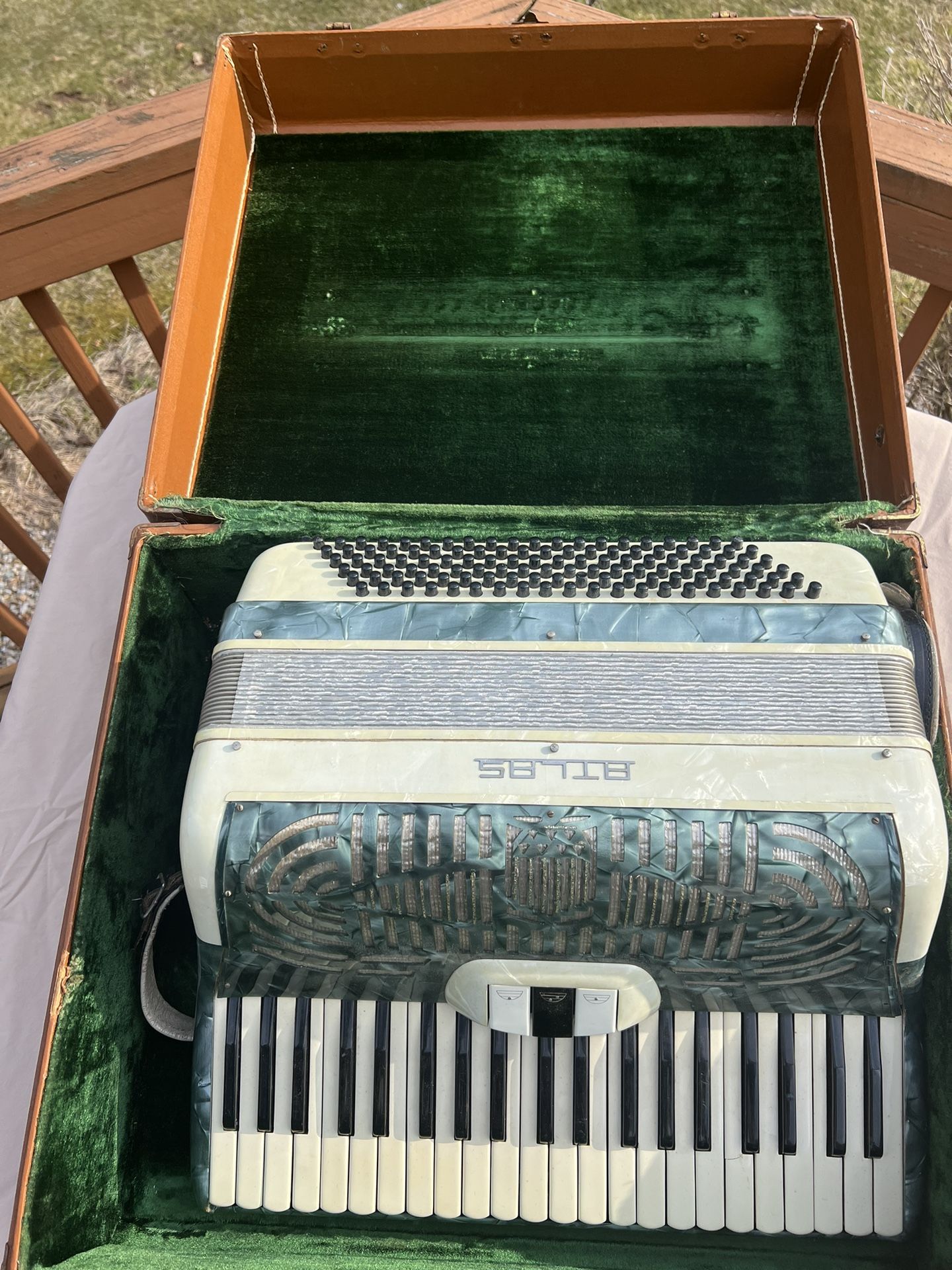 VINTAGE piano Accordion Musical Instrument with Storage Box Case