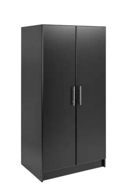 Prepac Elite 2-Shelf Engineered Wood Freestanding Wardrobe Cabinet in White And Black New In Packaging!
