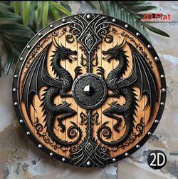 Twin Serpents of Valhalla — Viking Dragon Round Wall Shield