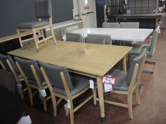 7-Piece Dining Set — Modus (Whitewashed Oak / Gray)