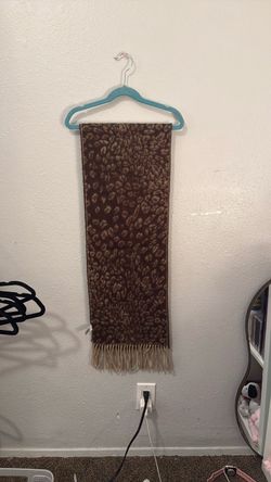 Brown Leopard Print Fringe Scarf