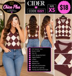 CIDER Argyle Knit Sweater Vest XS