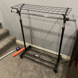 Free Standing Wheeled Adjustable Clothes Rack With Shelves