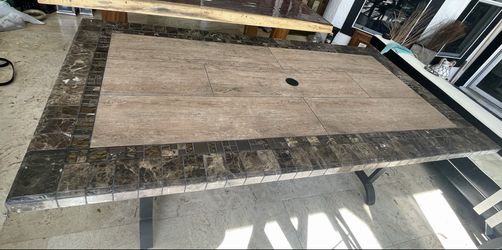 Large patio/ outdoor table with porcelain and genuine marble top