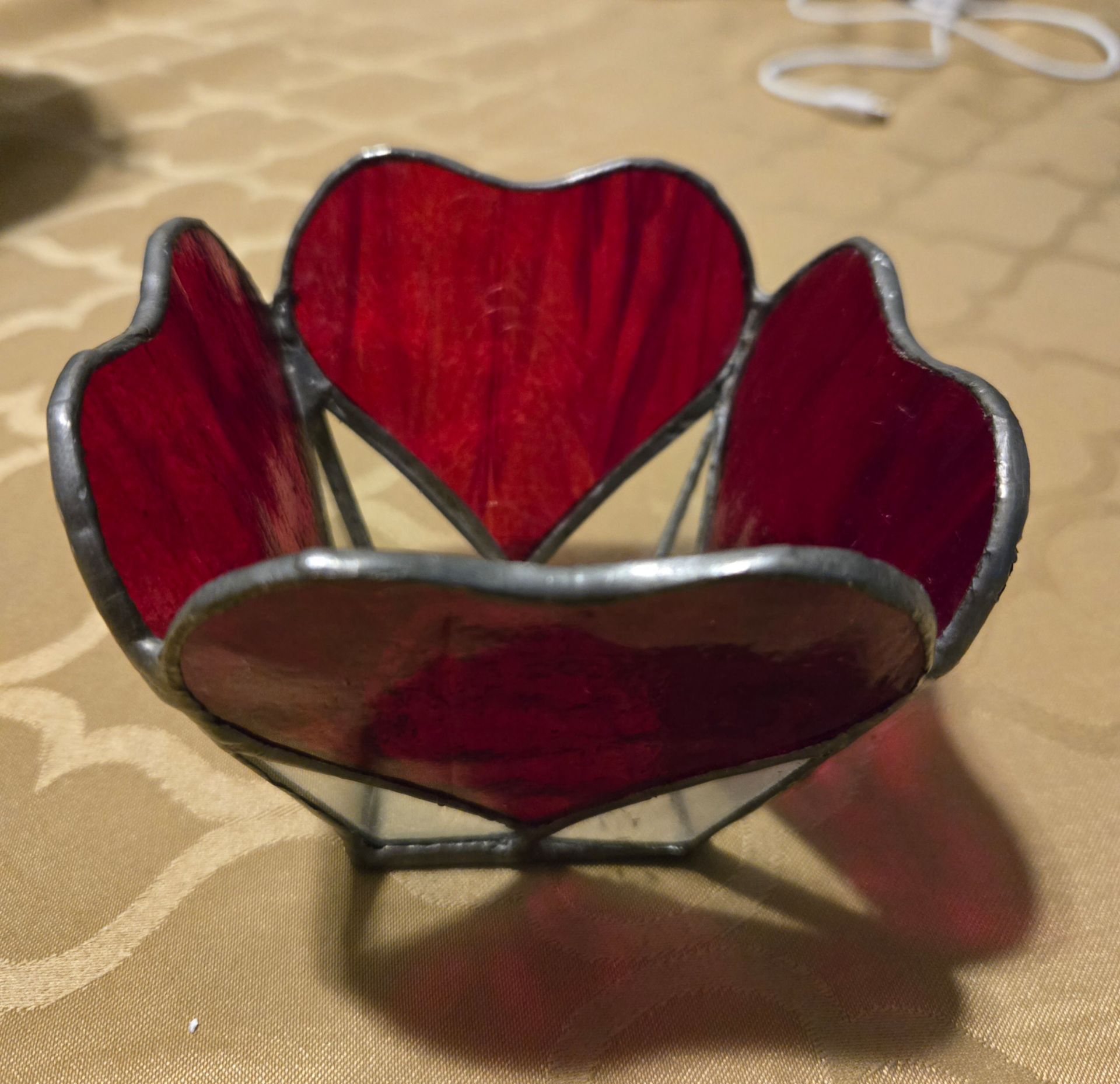 Vintage Red Heart Candle Holder.