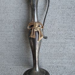 Vintage 1960s Silver-Tone Bud Vase with Gold-Tone Bow Accent – Mid-Century Home Decor