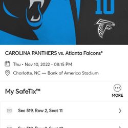 Panther/Atlanta FALCONS TWO TICKETS 