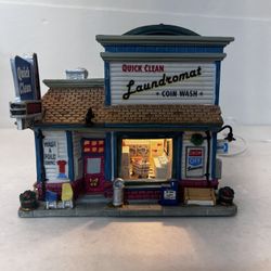 Lemax Plymouth Corners Laundromat Porcelain Lighted House