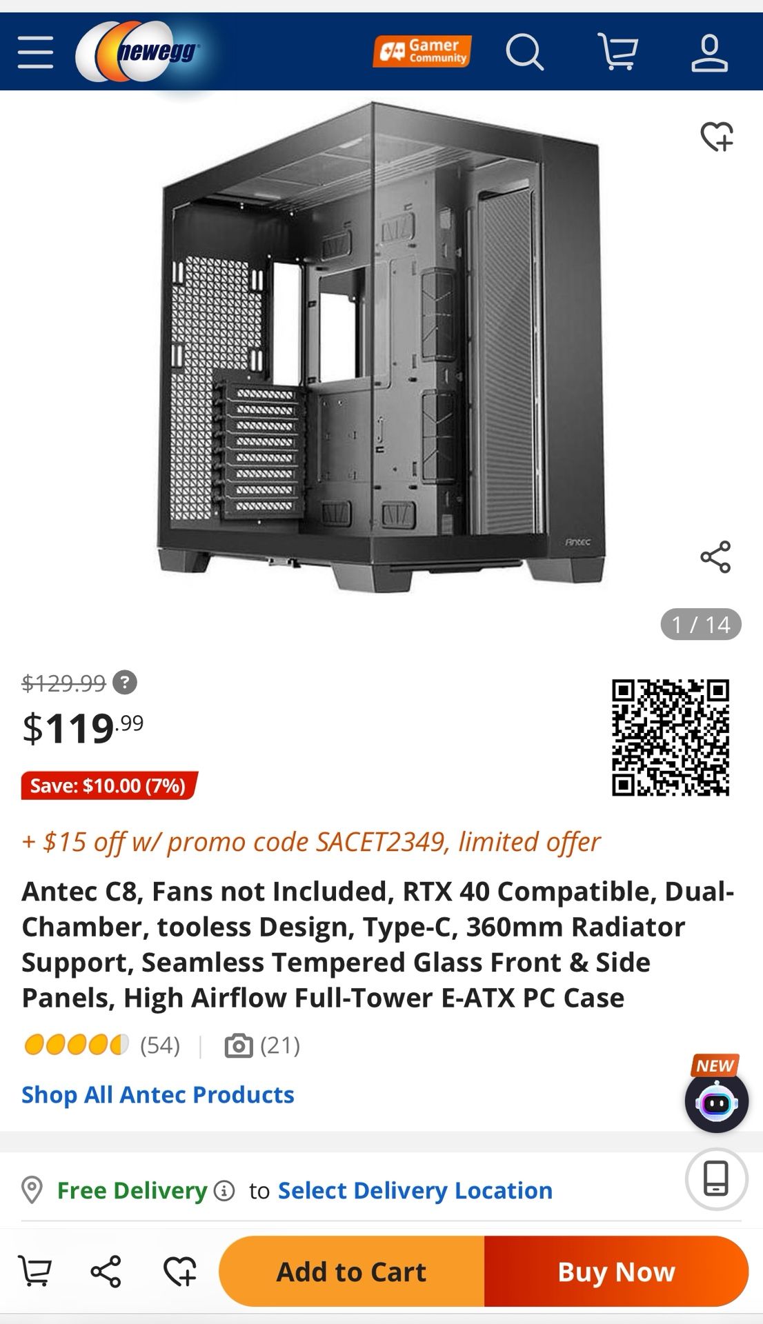 Antec C8 Full Tower PC Case(open box never used)