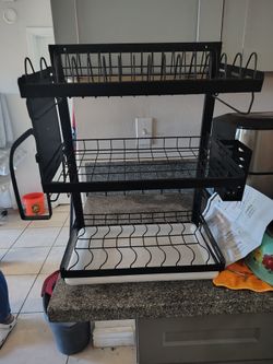 3-Tier Black Metal Dish Drying Rack