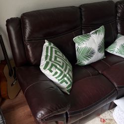 Dark Brown Couch W/ Reclining Seats
