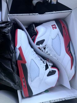 Air Jordan 5 Retro  OG -White/Fire Red/Black - Size 12 Men’s