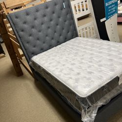 Nice Mansion Style Nailhead Tufted Bed! 