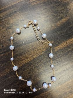 Pearl Bead Gold Chain Necklace