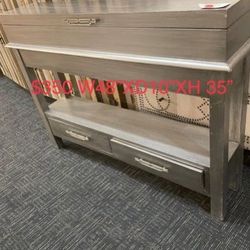 Console Messina Table in Brushed Nickel Hand-Painted Silver