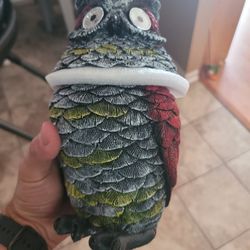 Garden Solar Owl Decoy Statue Outdoor Figurine Light Decor Glowing Eyes Spring Mounted Wobblying Head