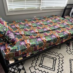 2 Black Metal Twin Bed Frames (Low To Ground) $125