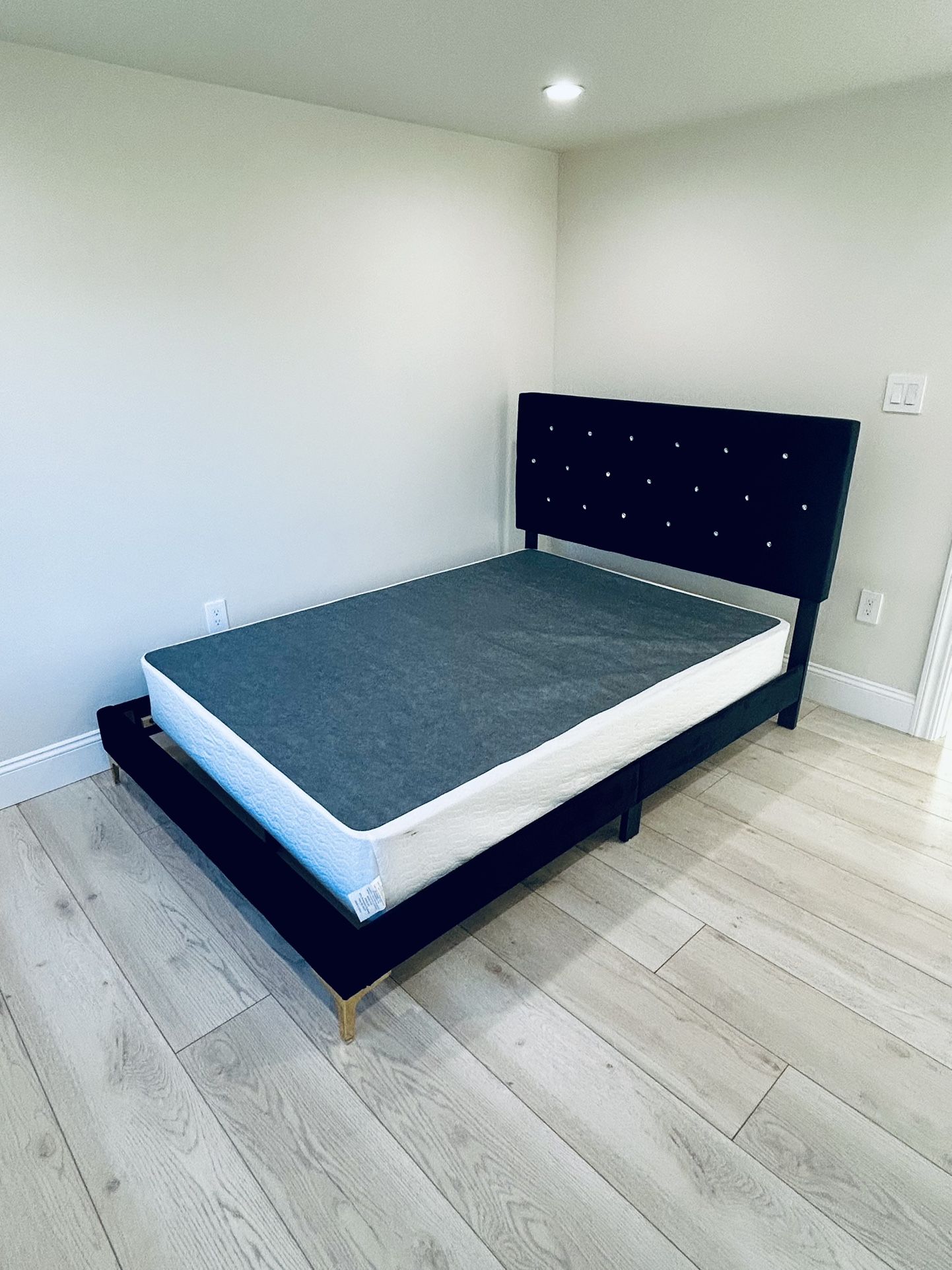 Full Size Black Bed frame And Boxspring