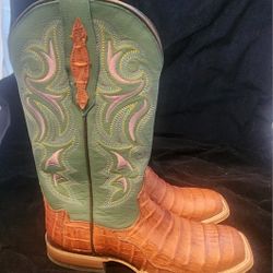 Womens Tony Lama Brandy Caiman Belly Tail Boots 