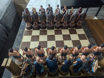Large Collectible Greek vs. Roman Chess Set
