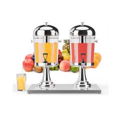 ROVSUN 4.4 Gallon/ 16.6L Hot & Cold Beverage Dispenser, Stainless Steel with Ice Container, Stand and Spigot NEW!! NIB