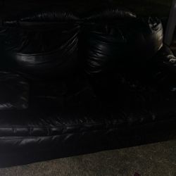 Black Leather Love Seat 