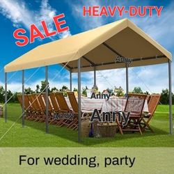 10x20 ft Extra Large Heavy Duty Carport Car Canopy Garage with 8 Reinforced Poles Green ,Canopy Party Tent